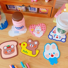 cartoon creative silicone coaster sweet tea tea bear bowl pad cute