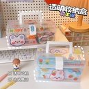 Portable transparent with cover dormitory cosmetic stationery storage boxpicture7