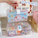 Portable transparent with cover dormitory cosmetic stationery storage boxpicture8