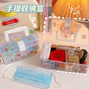 Portable transparent with cover dormitory cosmetic stationery storage boxpicture9