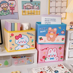 desktop storage box sweet and cute tea bear foldable storage basket
