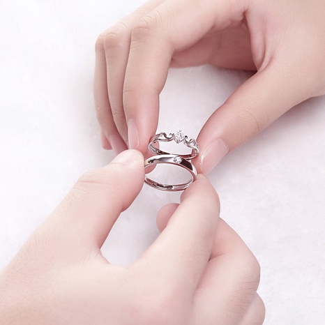 Couple ring S925 sterling silver Korean inlaid zircon diamond ring index finger tail ring's discount tags