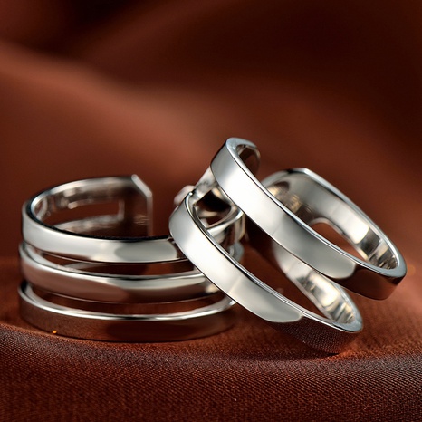 Men and women couple ring Korea multi-circle s925 silver open retractable ring  NHDNF586431's discount tags