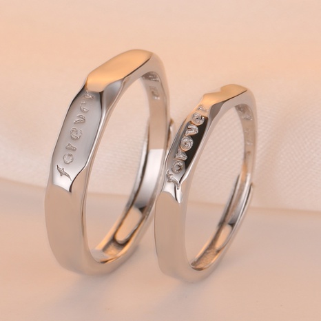 S925 silver geometric couple ring opening freely adjustable ring wholesale's discount tags