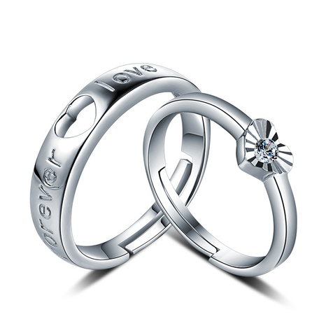 Bijoux en diamant en forme de coeur à la mode coréenne, bagues en zircon simples en argent S925's discount tags