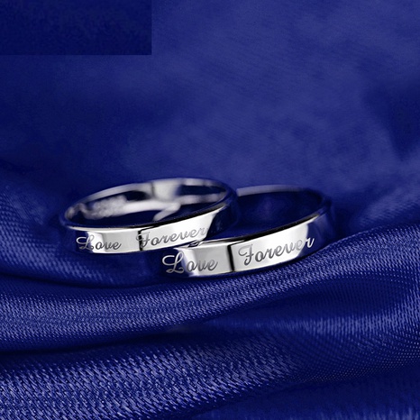 Anillo de pareja al por mayor, joyería de plata s925, votos de amor, anillo de cola de dedo índice con letras's discount tags