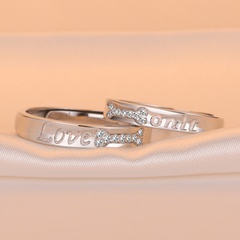 fashion s925 silver zircon open pair ring minimalist fashion finger ring