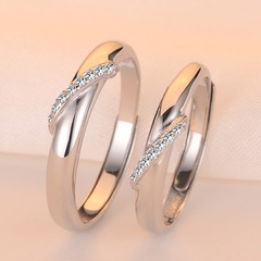 fashion zircon-encrusted pair inlaid zircon silver ring
