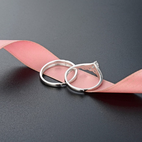 Ajuste de apertura de anillo de circón de plata esterlina S925 simple anillos de pareja simples's discount tags