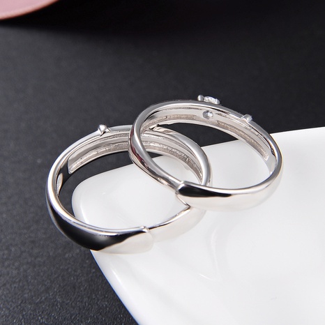 simple geometric s925 silver zircon opening adjustment couple rings NHDNF586463's discount tags