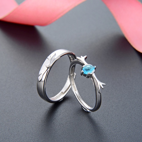 simple fashion couple-style open S925 silver zircon deer-shaped ring NHDNF586466's discount tags