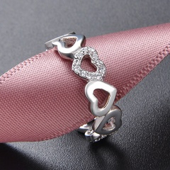 fashion s925 silver hollow heart inlaid zircon heart opening ring