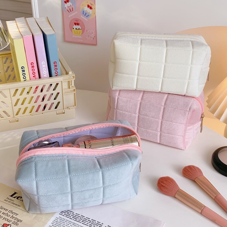 fashion travel cosmetic bag portable large-capacity velvet storage bag's discount tags