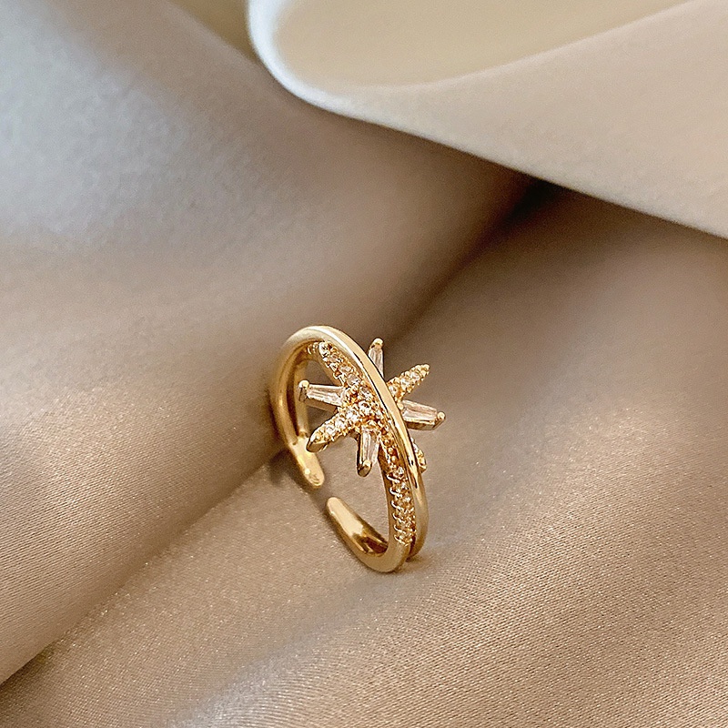 zircon elegant niche light luxury design index finger ring copper ring