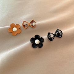 fashion asymmetric floral personality trend autumn and winter earrings