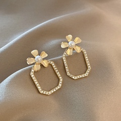 flower lady personality pearl full diamond earrings ear jewelry