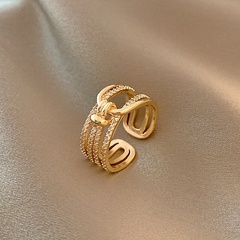 Korean style simple fashion copper micro-encrusted zircon ring female