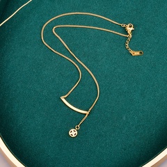 Simple Hollow Rectangular Curved Hanging Accessories Titanium Steel Necklace