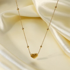 nouveau collier pendentif en forme de coeur avec chaîne de perles rondes en acier inoxydable