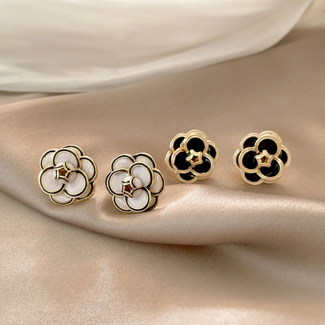 Korean simple flower earrings female design sense niche camellia stud earrings NHGAN586664's discount tags
