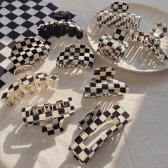 Black white checkerboard hair accessories gripping clip female shark clip