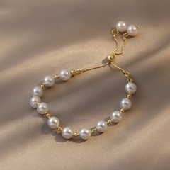 simple fashion new drawstring pearl contrast color bracelet wholesale