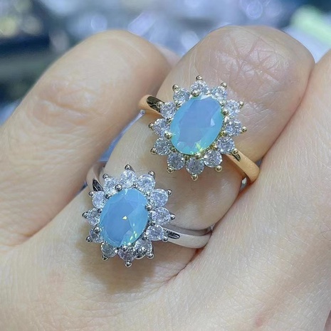 new color ring opal inlaid rhinestone oval sunflower ring's discount tags