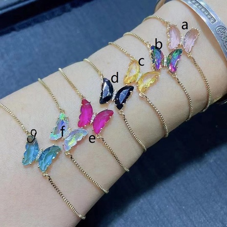 Fashion Rhinestone Butterfly Pendant Anklet Telescopic Adjustment Bracelet NHWG586727's discount tags