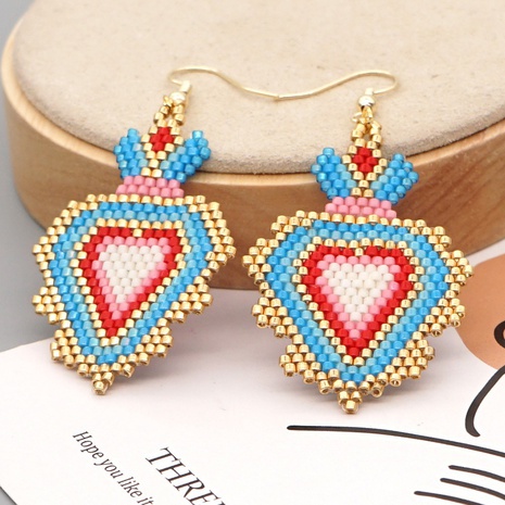 new contrast color miyuki beads weaving crown long ethnic geometric earrings's discount tags