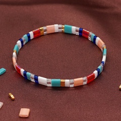 bohemian simple rainbow beaded European and American stacking bracelet