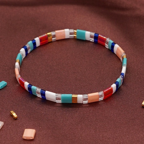 pulsera de apilamiento europea y americana con cuentas de arcoíris simple bohemio's discount tags
