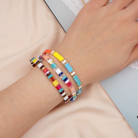 neues Set Miyuki-Perlen Glasreisperlen handbesetzte Regenbogen-Stapelarmbänder's discount tags