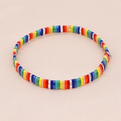 pulsera de apilamiento de cuentas de miyuki de arco iris de color de contraste bohemio
