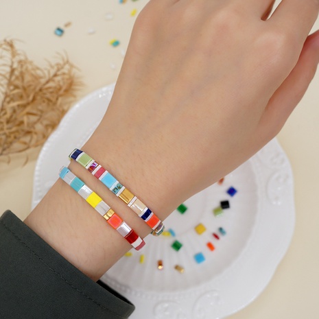 Pulsera de apilamiento de colores con cuentas de miyuki de arco iris simple de Bohemia's discount tags