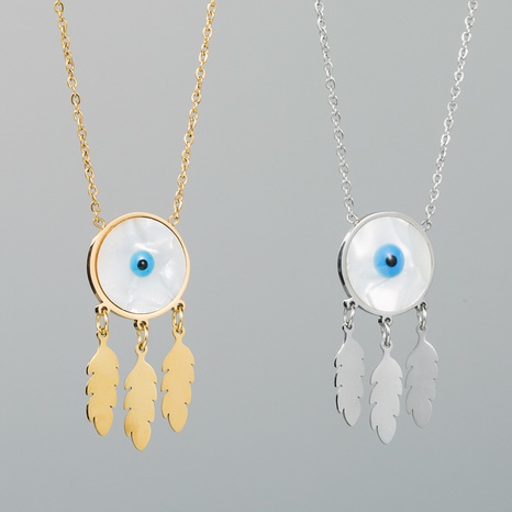 new fashion circle eye titanium steel tassel clavicle chain pendant wholesale's discount tags