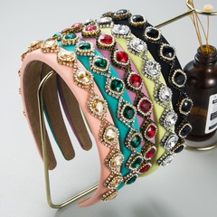 European and American fashion shiny glass drill sponge head hoop women's hair accessories