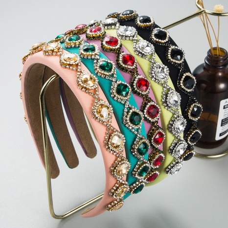 European and American fashion shiny glass drill sponge head hoop women's hair accessories NHLN586790's discount tags