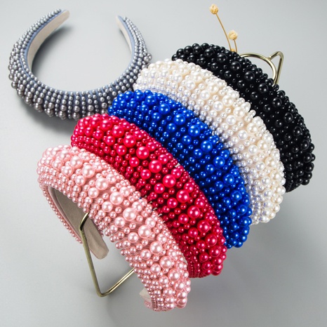 Europäische und amerikanische Mode neuer Stil voller Perlenschwamm Stirnband weiblicher Großhandel's discount tags