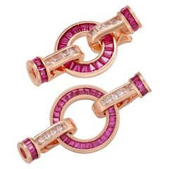 fashion bead buckle jewelry zircon rose red copper buckle accessories