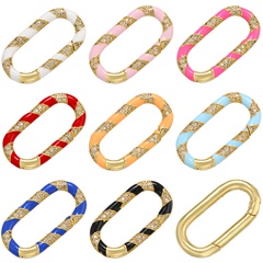 fashion color dripping oil rectangular inlaid zircon copper buckle pendant bracelet necklace connector