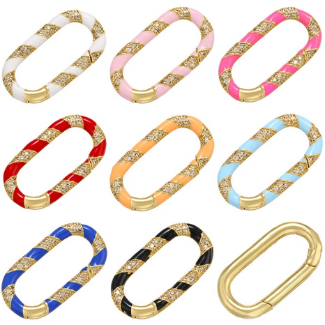 fashion color dripping oil rectangular inlaid zircon copper buckle pendant bracelet necklace connector's discount tags