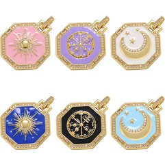 fashion geometric jewelry accessories pendant star moon octagon zircon cooper pendant