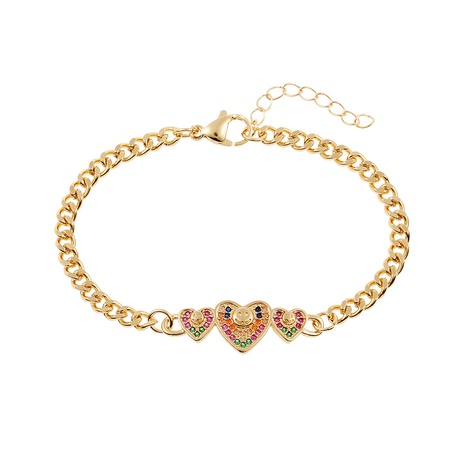 new simple fashion smiley heart-shaped copper inlaid zircon bracelet NHBU586852's discount tags