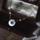 Collier en acier au titane avec boucle fritillaire blanche perle  cercle creux gomtrique  la modepicture4