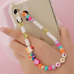 fashion smile face flower mixed color acrylic mobile phone chain