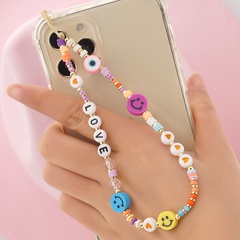 new heart mobile phone rope soft pottery drop nectarine heart smiley wrist anti-lost mobile phone chain