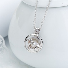 fashion hollow geometric niche design chain pearl cage pendant necklace