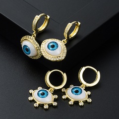 fashion copper gold-plated micro-set zircon devil's eye earrings female wholesale