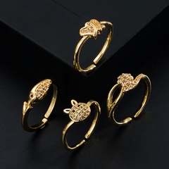 fashion copper micro-set zircon geometric ring opening index finger ring