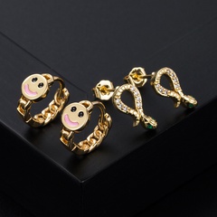 European and American fashion copper gold-plated micro-inlaid zircon snake-shaped earrings